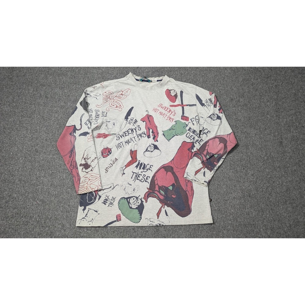Vtg Artful Dodger Shirt 2XL Y2K Sweeney Todd Meat Pies Graphic AOP Horror Goth
